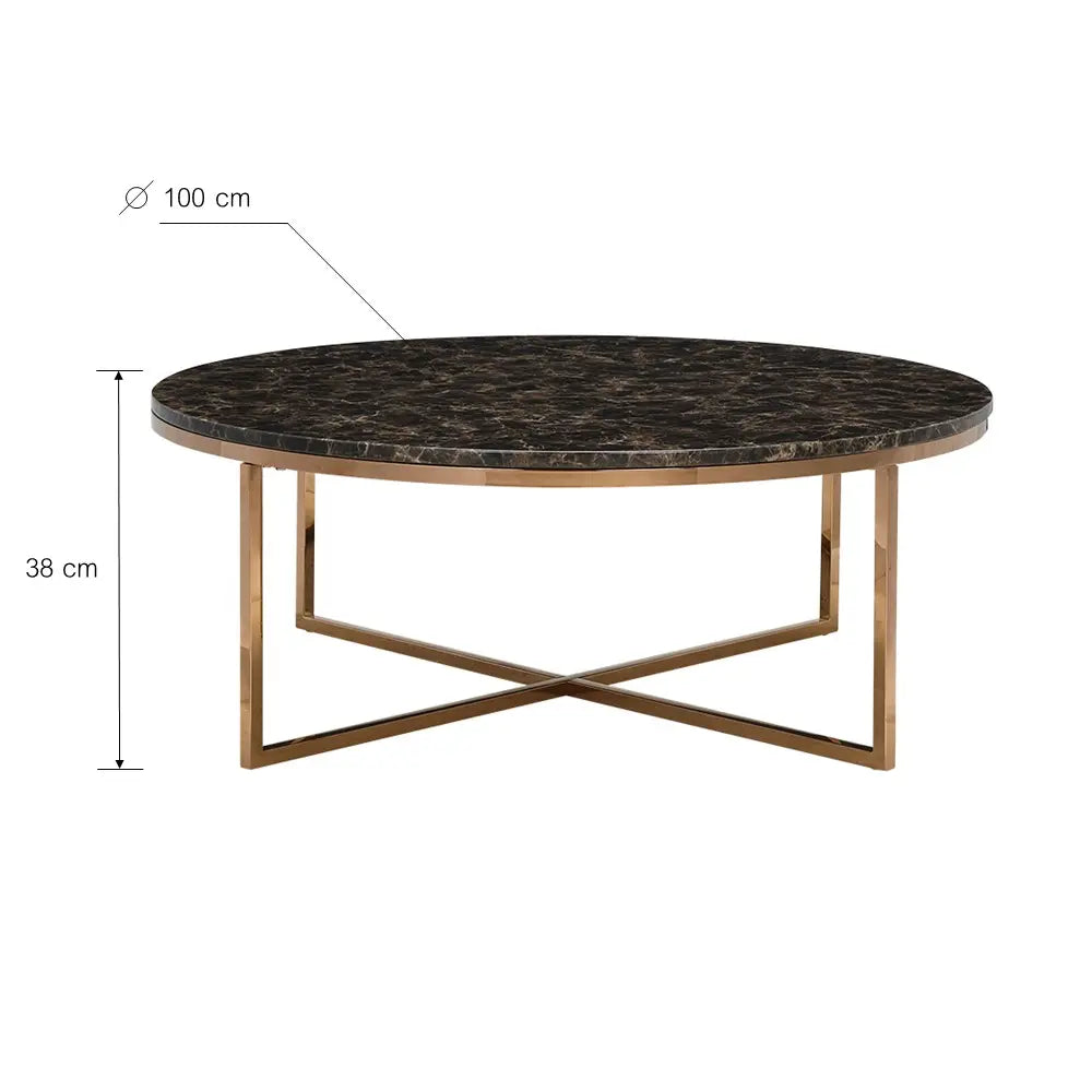 MONDO/P MARBLE COFFEE TABLE 100CM. BN/RG