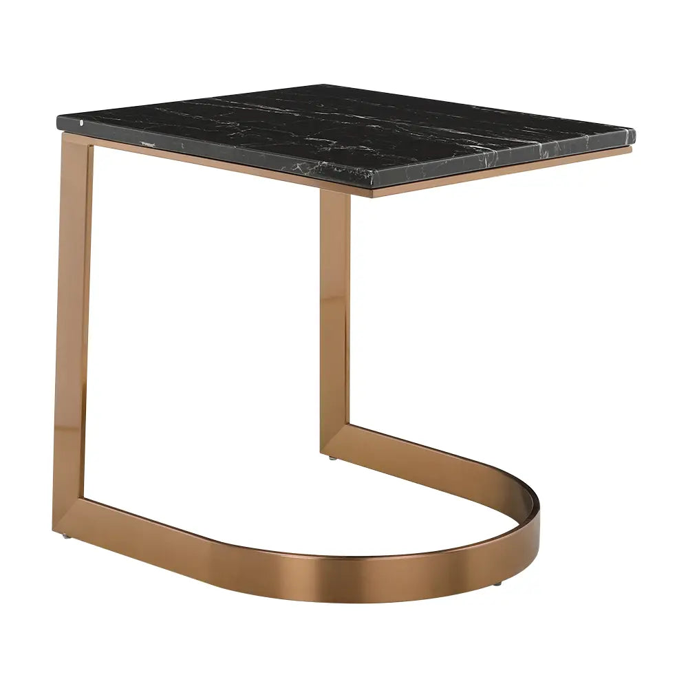 RITTA MARBLE SIDE TABLE 45CM. BK/RG