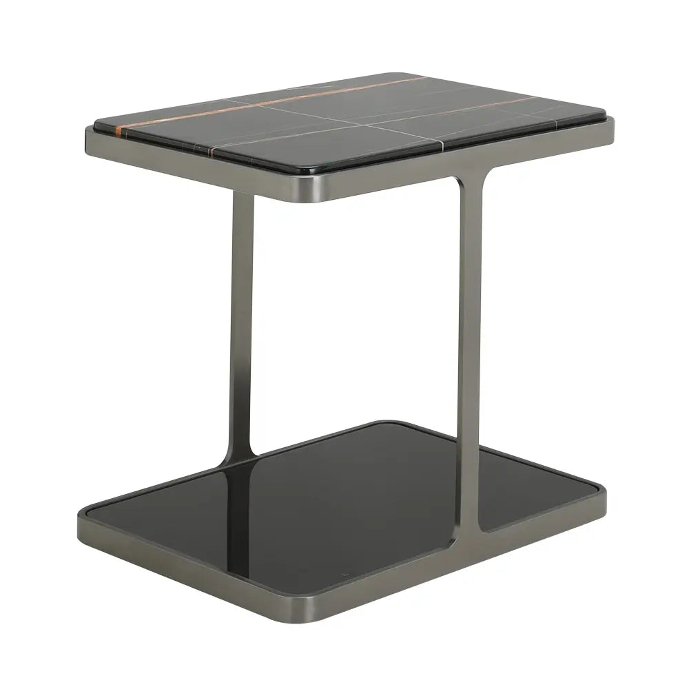 RENA MARBLE SIDE TABLE 55CM. BK