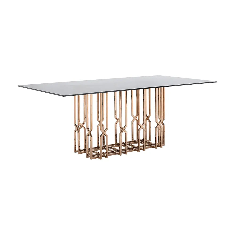 PHOENIX GLASS DINING TABLE 200CM BK