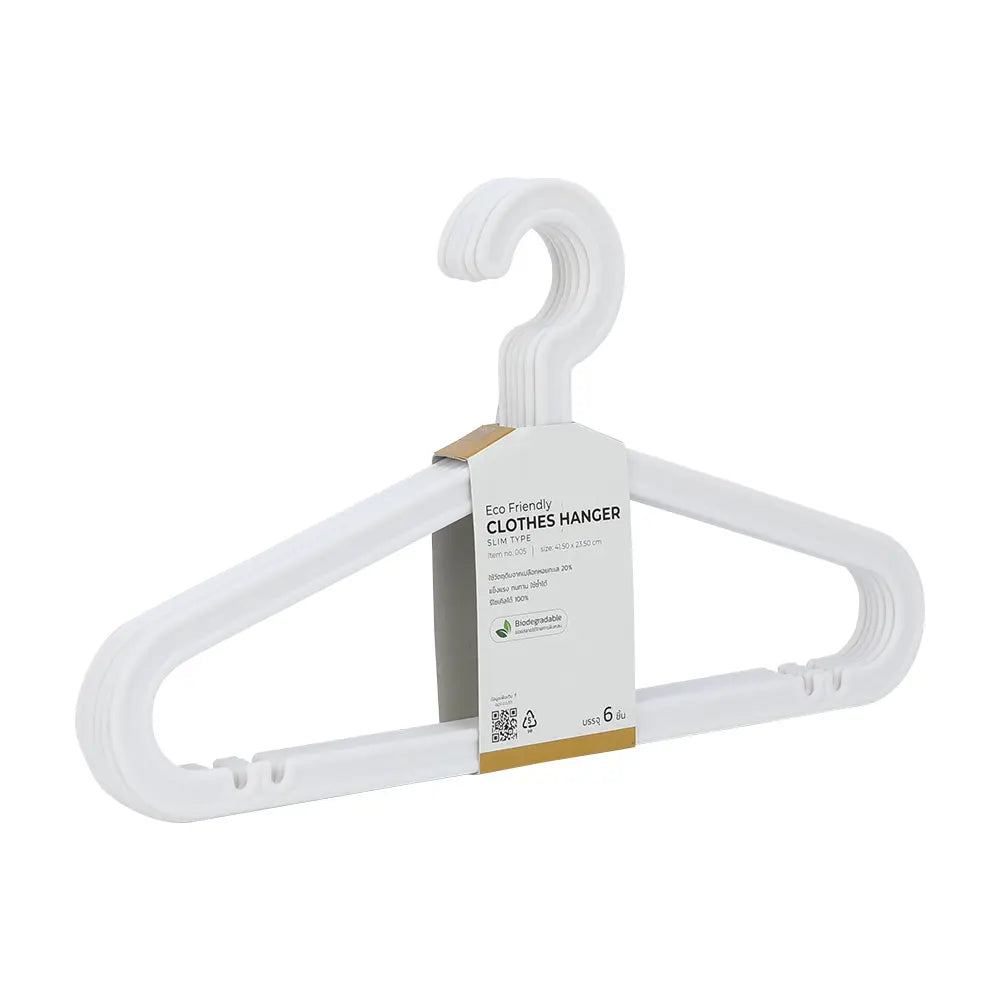 ECO PLASTIC CLOTH HANGER 005 6PCS/SET WT