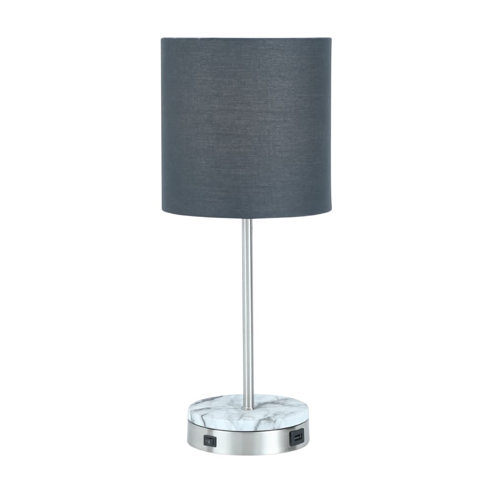 MILA TABLE LAMP WITH USB CHARGER GY/SV