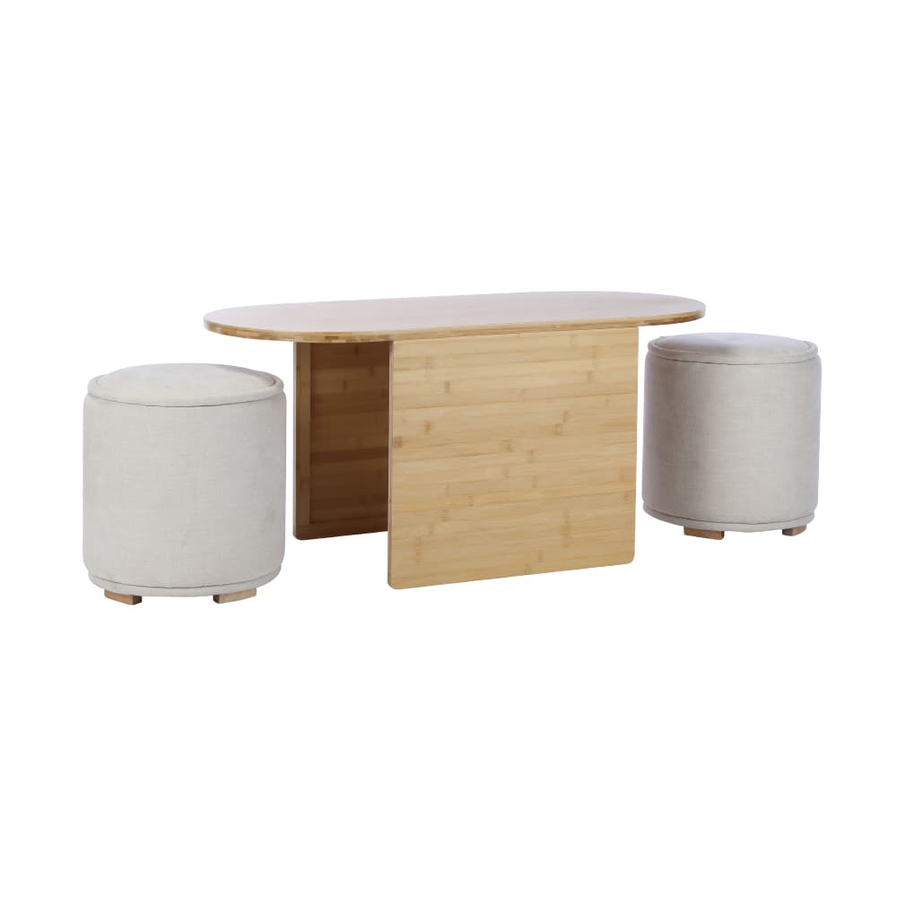 MALMO COFFEE TABLE+STOOL NT/LGY