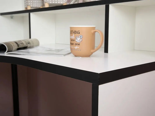 SAGGIO -P CORNER DESK+HUTCH WT/BK