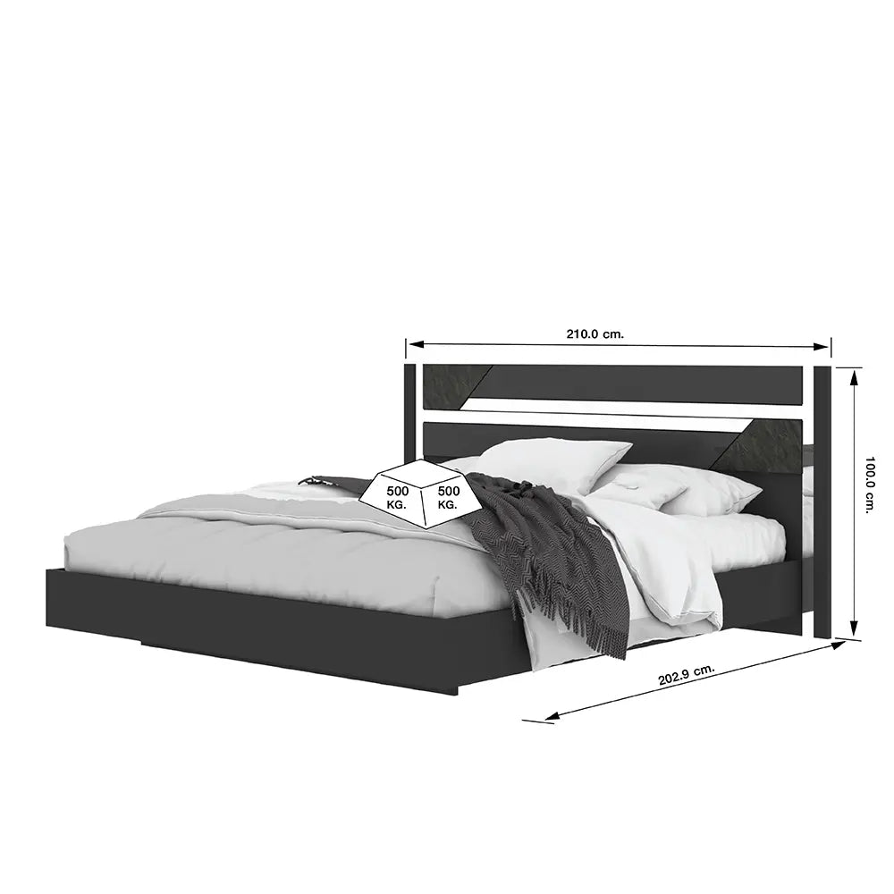 BRONX PLUS BED 6 FT. SLAT DGY/MB