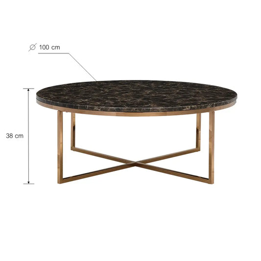 MONDO/P MARBLE COFFEE TABLE 100CM. BN/RG