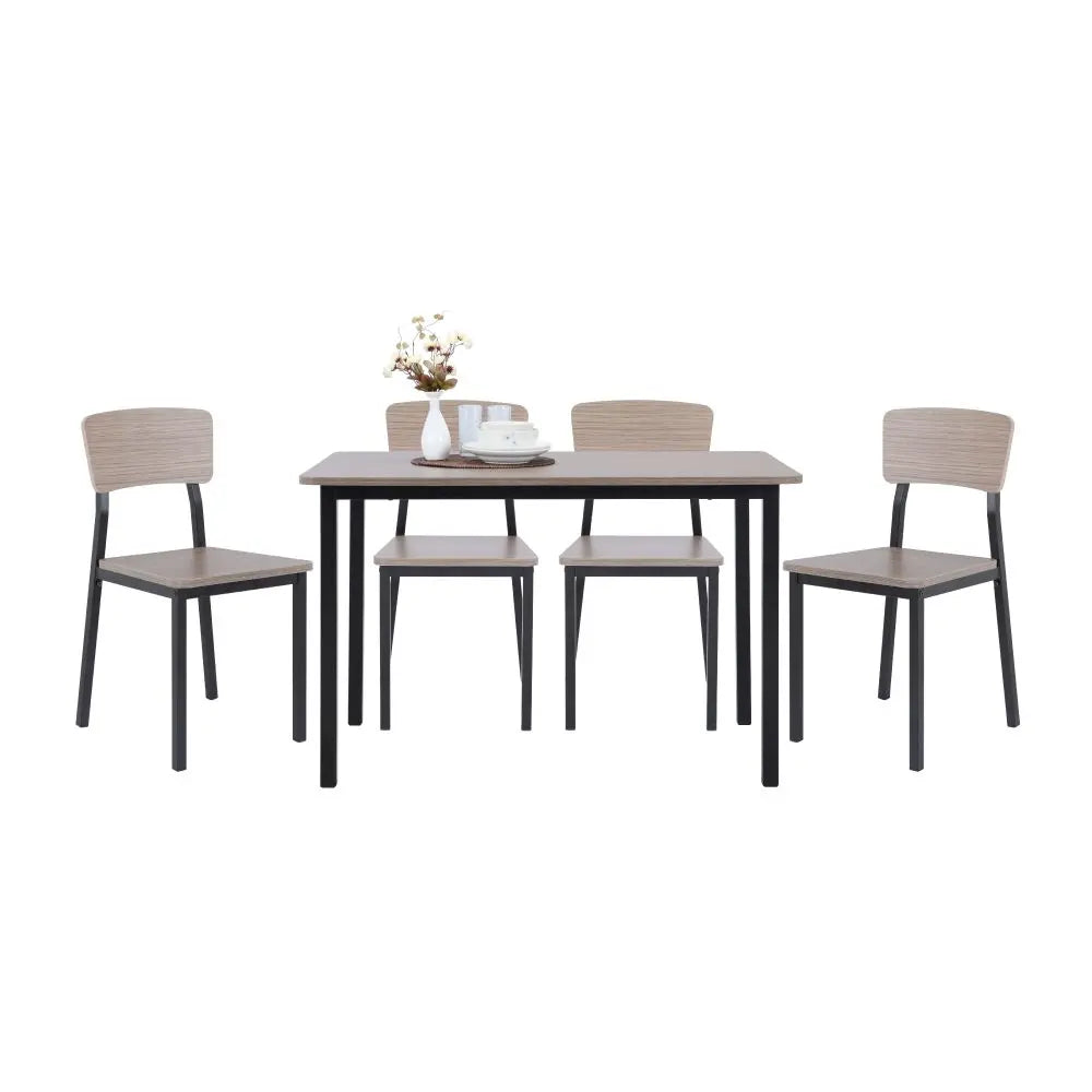 H-GUNNER/P DINING SET(1T+4C) NT/BK
