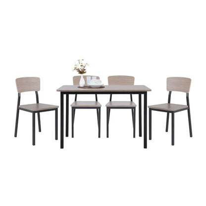 H-GUNNER/P DINING SET(1T+4C) NT/BK