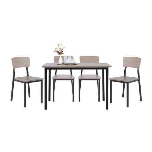 H-GUNNER/P DINING SET(1T+4C) NT/BK