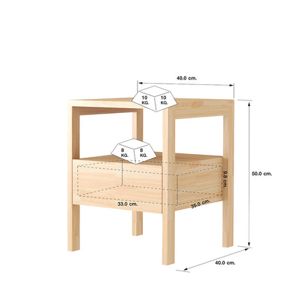 BRAZIL SOLID WOOD BEDSIDE TABLE NT