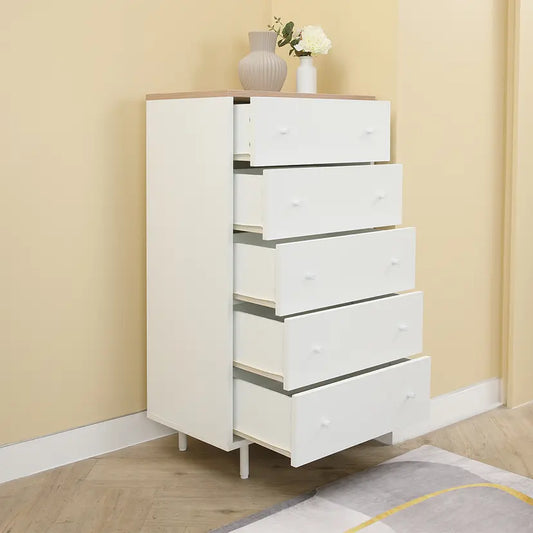 MINIMAL CHEST OF 5 DRAWERS 60 CM. WT/LW