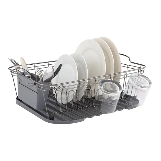 CARDYN DISH RACK WITH DRAINER BK/GY