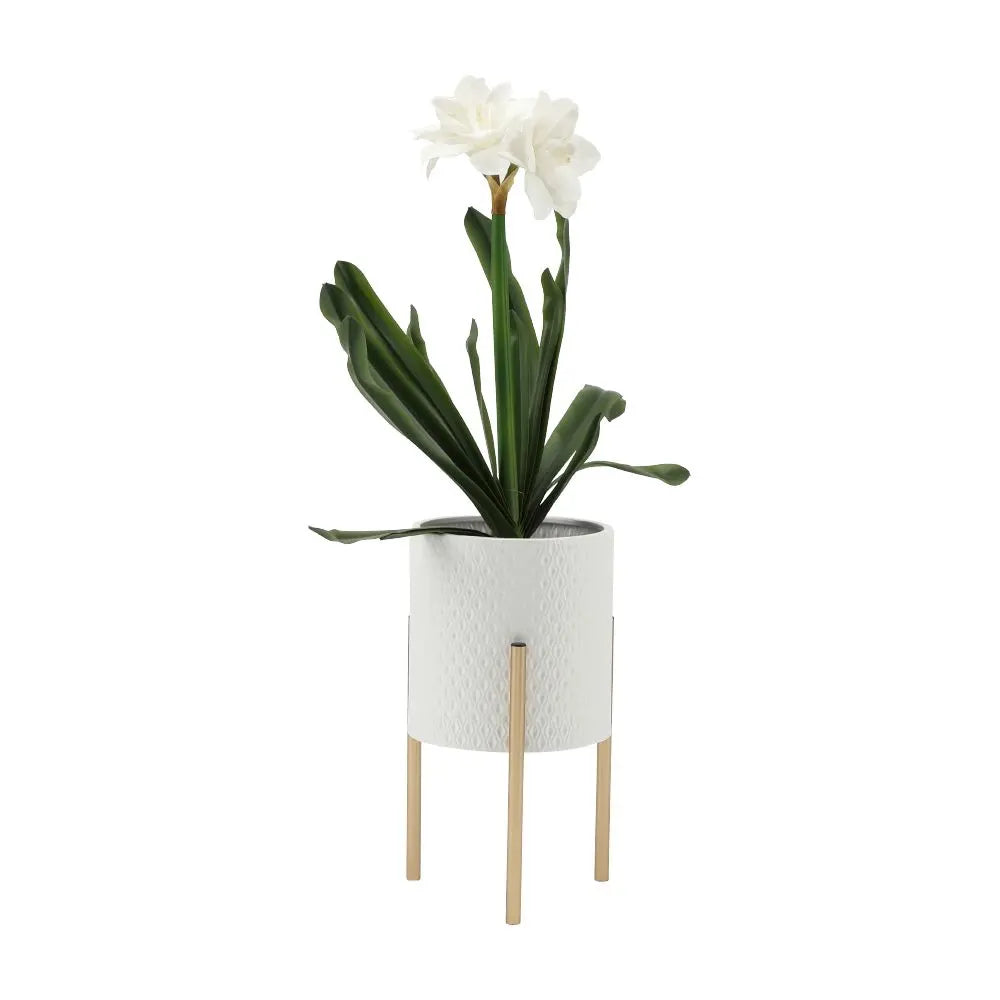 LUXE-FELICIA PLANT POT W/STAND H35 WT/GD