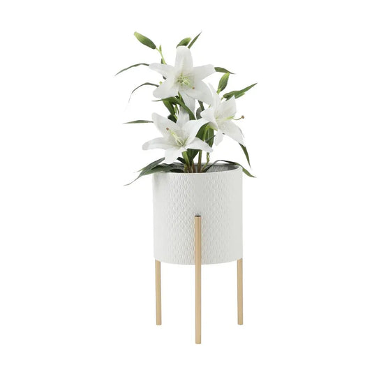 LUXE-FELICIA PLANT POT W/STAND H40 WT/GD