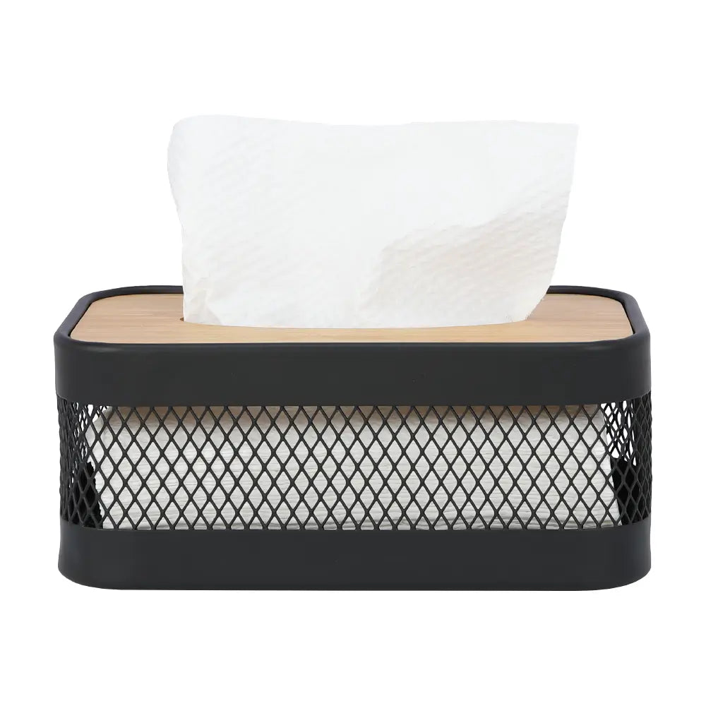 ALEXA TISSUE BOX WITH WOODEN LID BK/NT