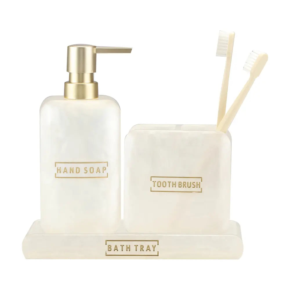 PEARL BATHROOM SET 3PCS/SET WT/GD