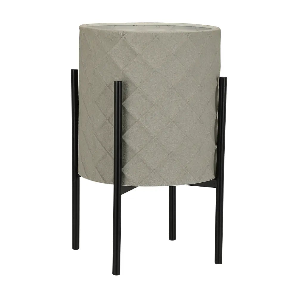 HILDO PLANT POT W/STAND D30XH50CM GY/BK