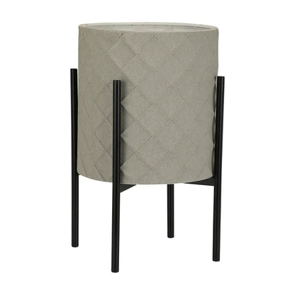 HILDO PLANT POT W/STAND D30XH50CM GY/BK