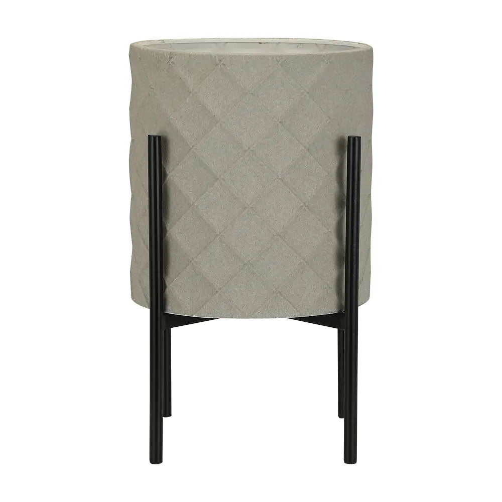 HILDO PLANT POT W/STAND D30XH50CM GY/BK