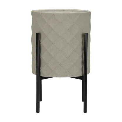 HILDO PLANT POT W/STAND D30XH50CM GY/BK