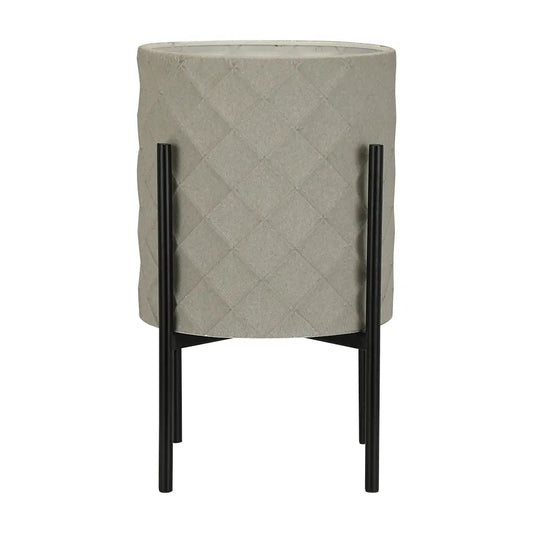 HILDO PLANT POT W/STAND D30XH50CM GY/BK