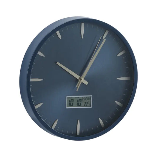 NEVERLATE WALL CLOCK 14" BL/GD