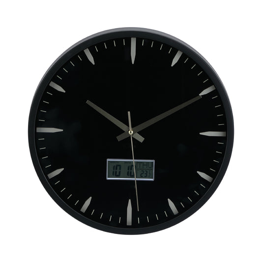 NEVERLATE WALL CLOCK 14" BK/GD