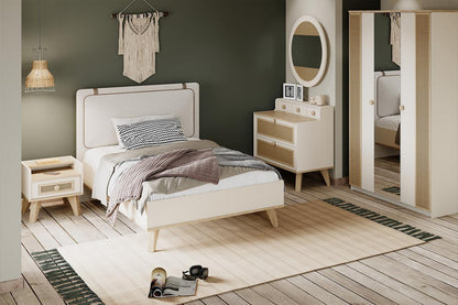 Ratte Genc-120 CM Bed with Storage & Upholstered (without Headboard) Vizon+Teddy Antrasit(YB203)