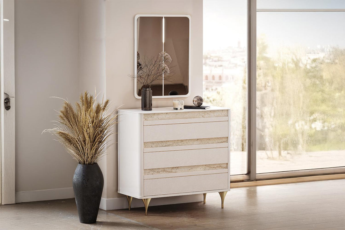 Setta | Chest of Drawers Mirror | Mat Vizon Bej