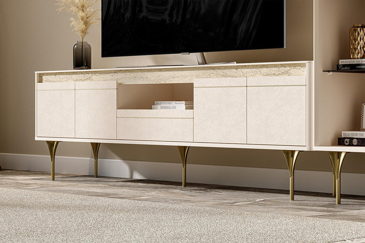 Setta | Tv Bottom Module | Mat Vizon Bej + Traverten + Sünger
