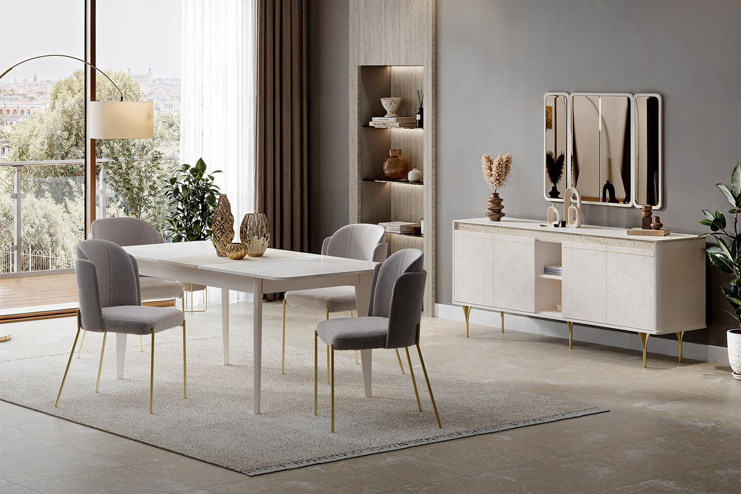 Setta | Extendable Dining Table 160 Cm | Mat Vizon Bej