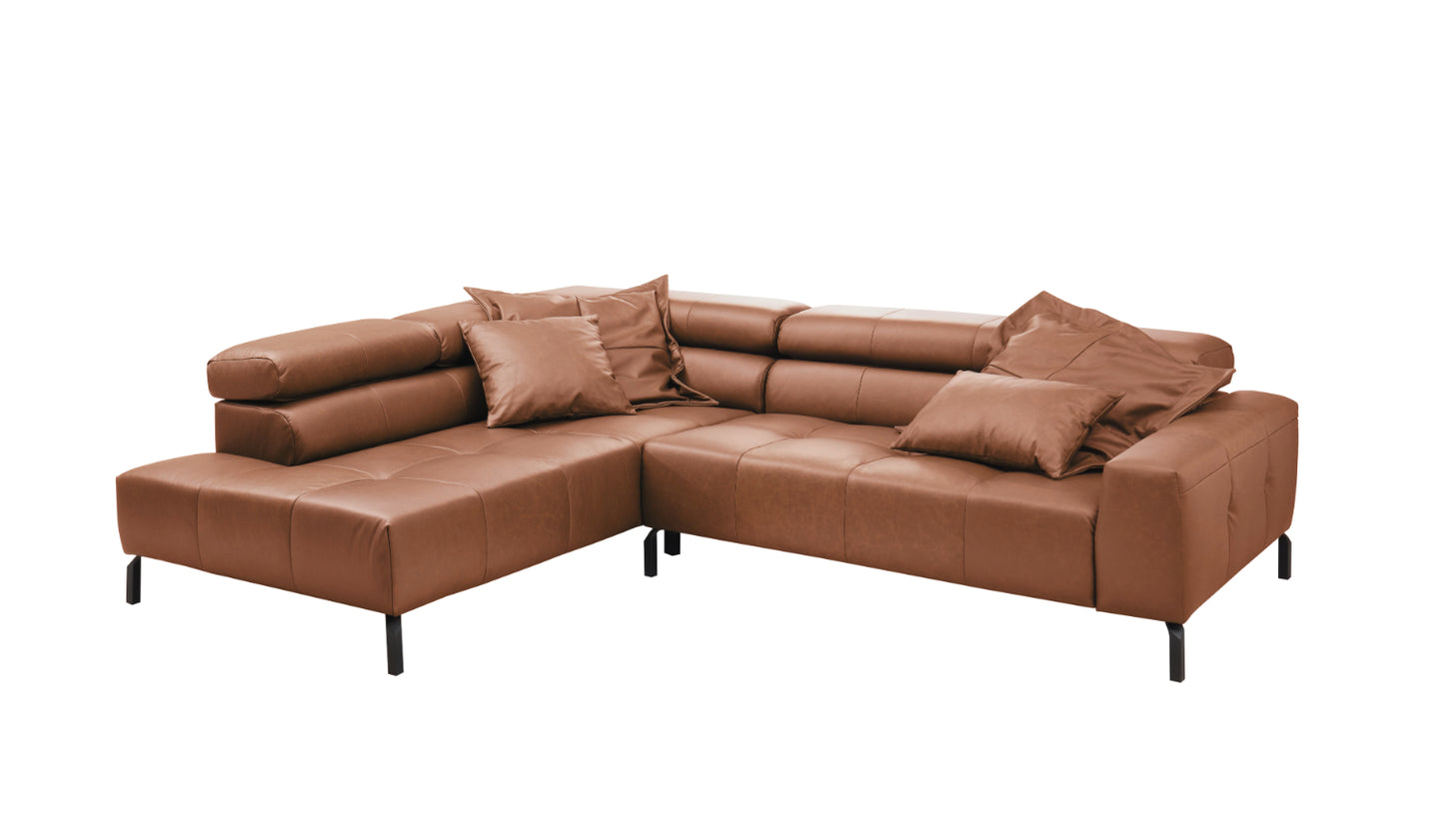 2 seater armrest left with manual headrest adj. - 
corner element right with manual headrest adjustment, 
leg 236 black matt (SH 42 cm),W 273-276 x D 219 cm