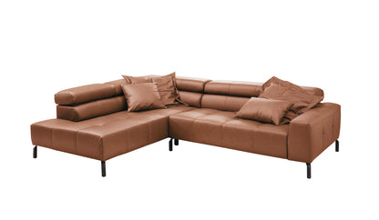 2 seater armrest left with manual headrest adj. - 
corner element right with manual headrest adjustment, 
leg 236 black matt (SH 42 cm),W 273-276 x D 219 cm