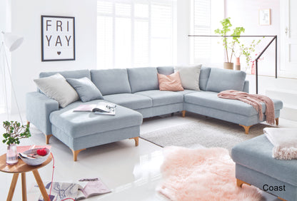 2 seater with 2 armrests and cross- sleeper (22502), leg 644 oiled oak,seat height 45 cm, amrest 2 W 184 x D 97 –122cm