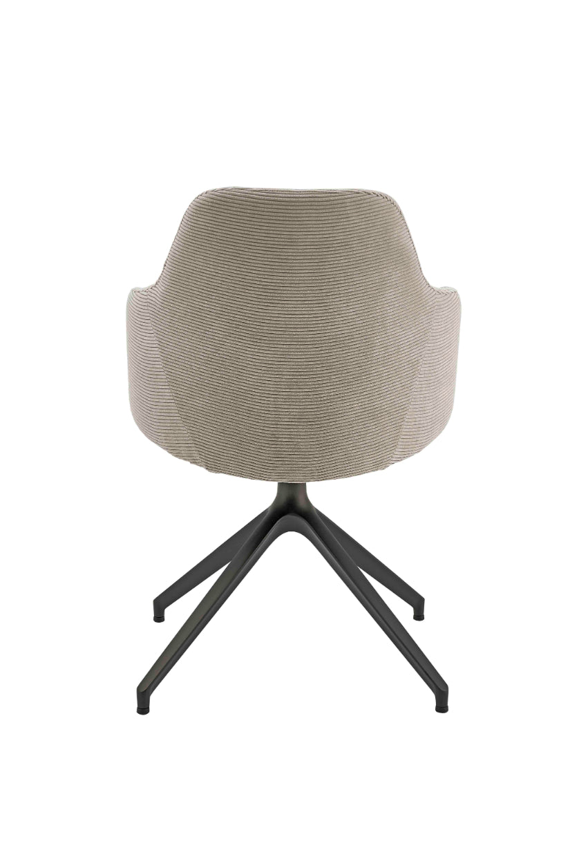 Armchair w spider leg rotatable black matt structure