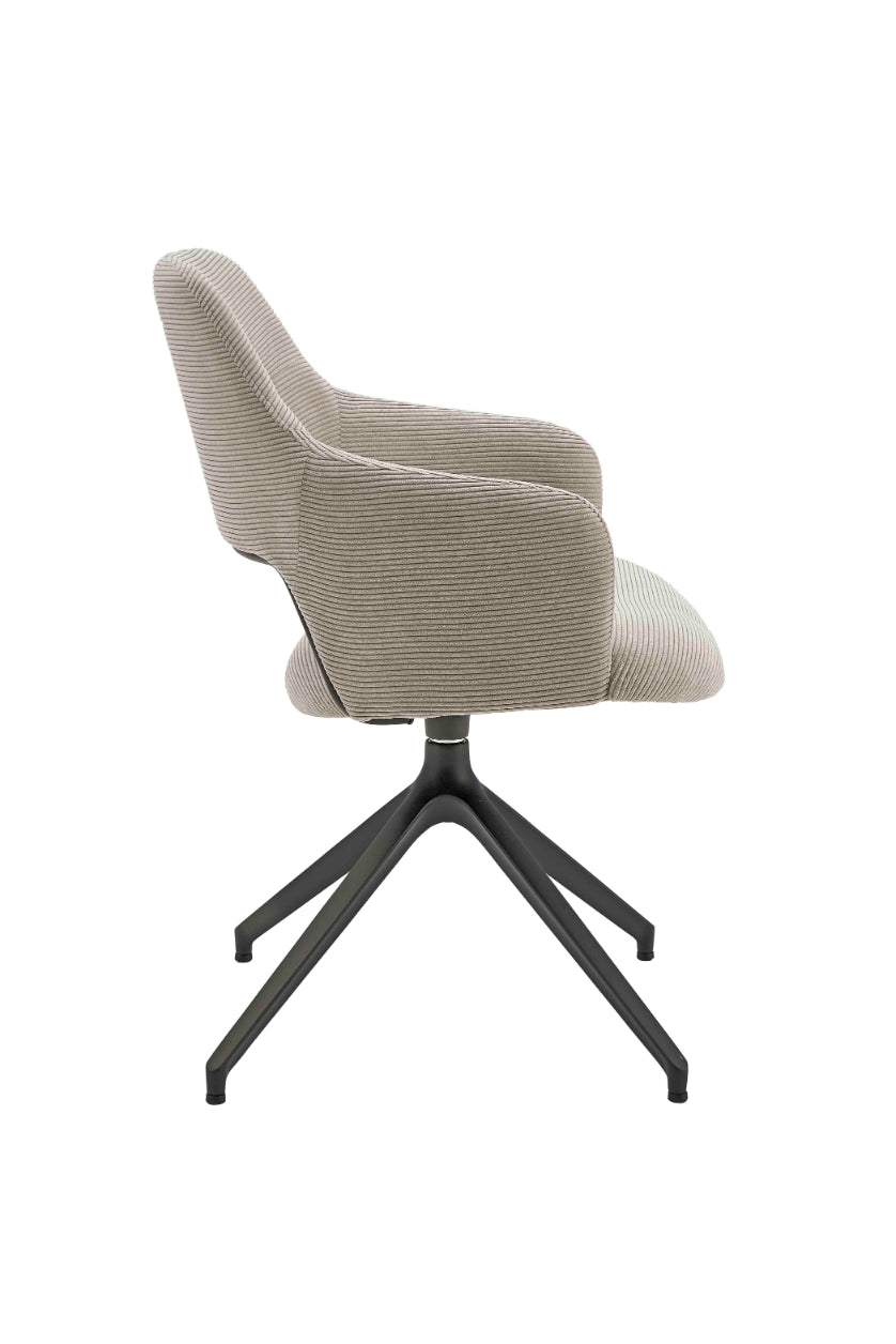 Armchair w spider leg rotatable black matt structure