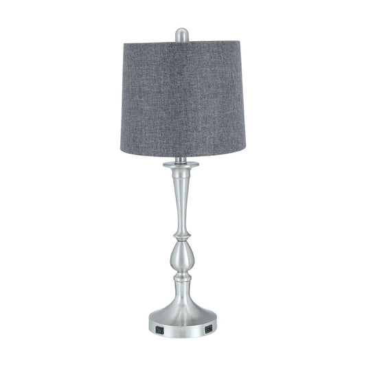 HOGENY TABLE LAMP WITH USB CHARGER GY/SV