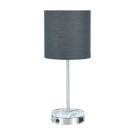 MILA TABLE LAMP WITH USB CHARGER WT/GD