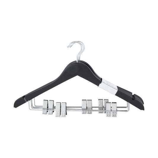 HUSS CLOTH HANGER W/CLIP 5PCS./SET BK