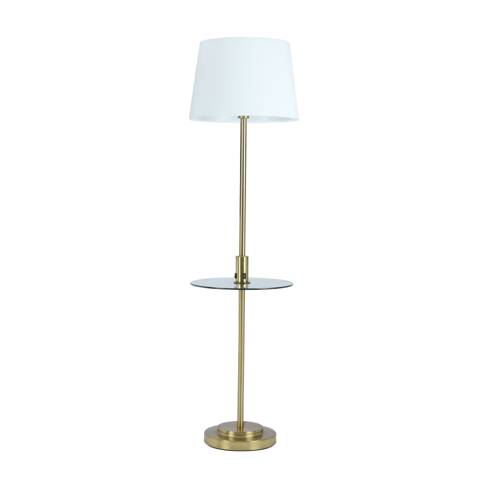 WORRAL FLOOR LAMP+SHELF+USB WT/GD