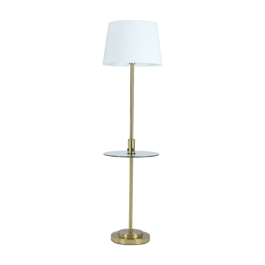 WORRAL FLOOR LAMP+SHELF+USB WT/GD