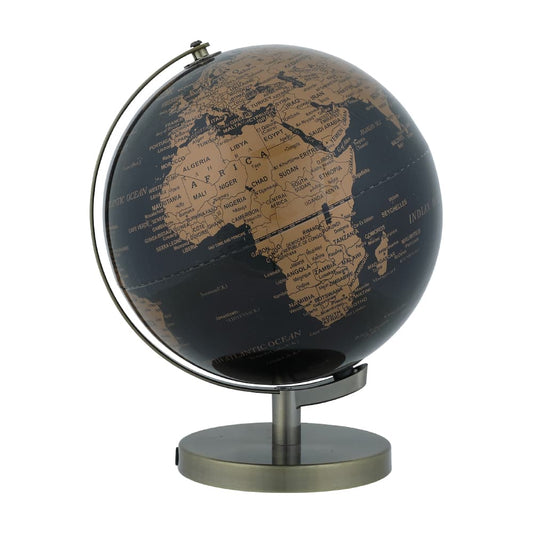 UNIVERSAL GLOBE SCULPTURE+LED 13" BK/GD