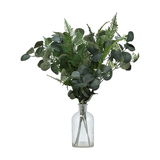BEAU EUCALYPTUS+FURN IN GLASS VASE GN/CG