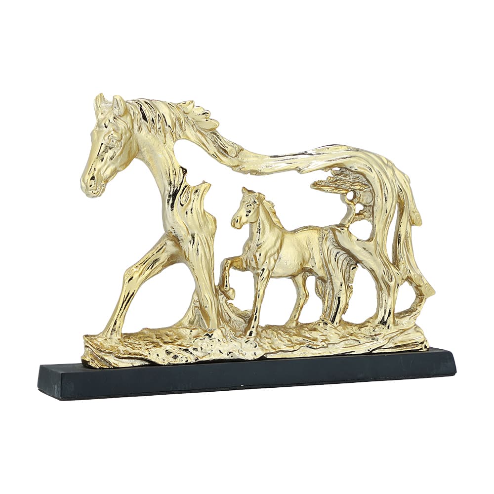 HORSELO 2 HORSES SCULPTURE 8" GD/BK