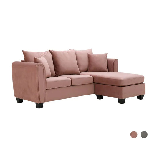 LUCY VELVET FABRIC L-SHAPE SOFA DPK