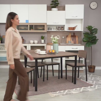 H-GUNNER/P DINING SET(1T+4C) NT/BK